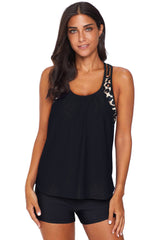 Leopard Print Insert Racerback Tankini Set