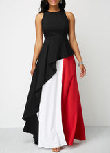 Sleeveless Round Neck Front Slit Maxi Dress