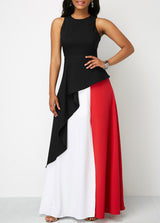 Sleeveless Round Neck Front Slit Maxi Dress