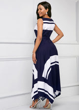 Asymmetric Hem Printed Sleeveless Maxi Dress