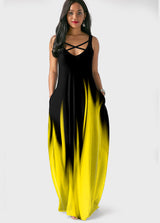Printed Spaghetti Strap Side Pocket Maxi Dress
