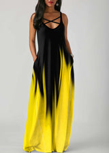 Printed Spaghetti Strap Side Pocket Maxi Dress
