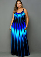 Plus Size Spaghetti Strap Stripe Print Dress
