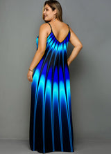 Plus Size Spaghetti Strap Stripe Print Dress