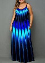 Plus Size Spaghetti Strap Stripe Print Dress