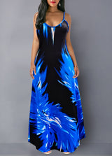 Flame Print Spaghetti Strap Maxi Dress