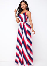 Spaghetti Strap Striped Pocket Detail Dress