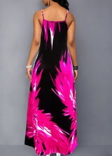 Flame Print Spaghetti Strap Maxi Dress