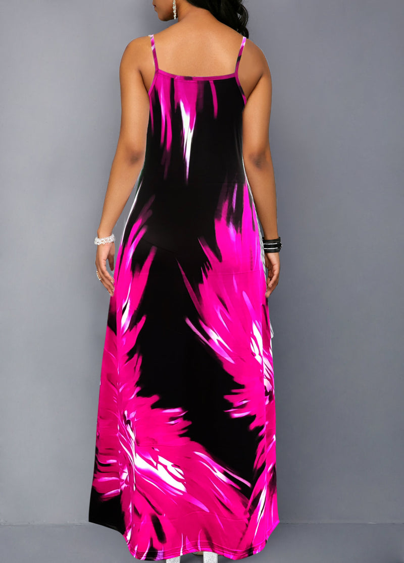 Flame Print Spaghetti Strap Maxi Dress