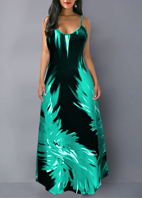 Flame Print Spaghetti Strap Maxi Dress