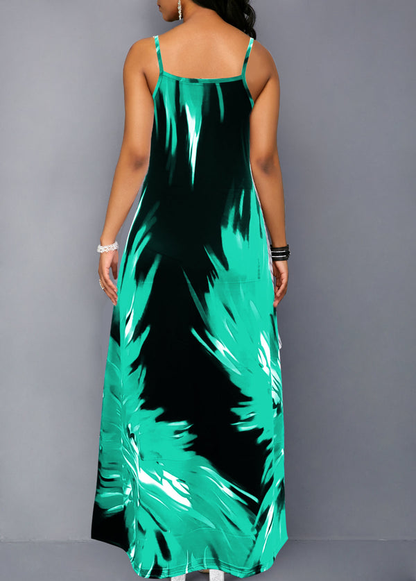 Flame Print Spaghetti Strap Maxi Dress