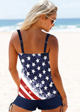 Tie Side American Flag Print Tankini Set
