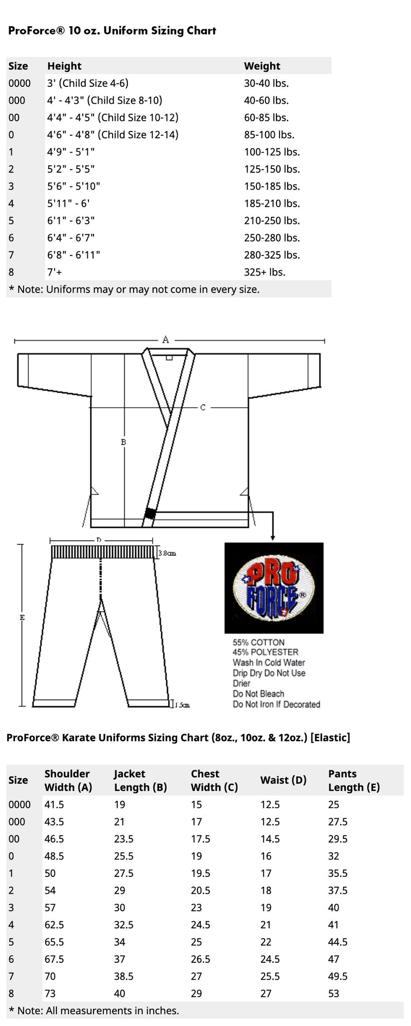 ProForce® 10 oz. Karate Uniform (Elastic Drawstring) - 55/45 Blend