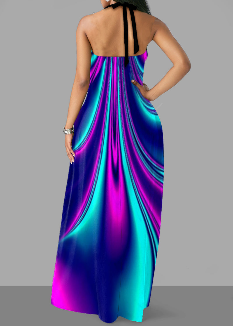 Cross Strap Colorful Pocket Maxi Dress