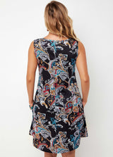 Sleeveless Tribal Print Round Neck Dress