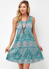Tribal Print Wide Strap A Line Dress