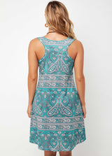 Sleeveless Tribal Print Round Neck Dress
