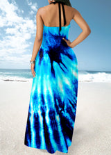 Halter Cross Strap Tie Dye Print Dress