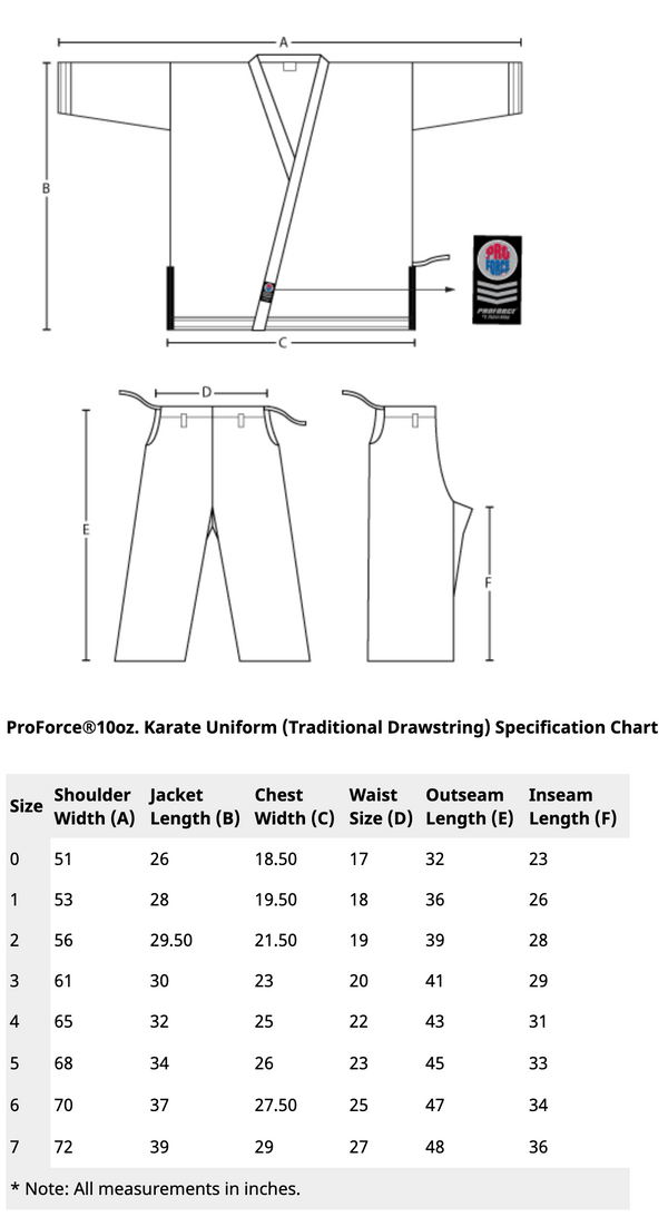 ProForce®10oz. Karate Uniform (Traditional Drawstring) - 100% Cotton
