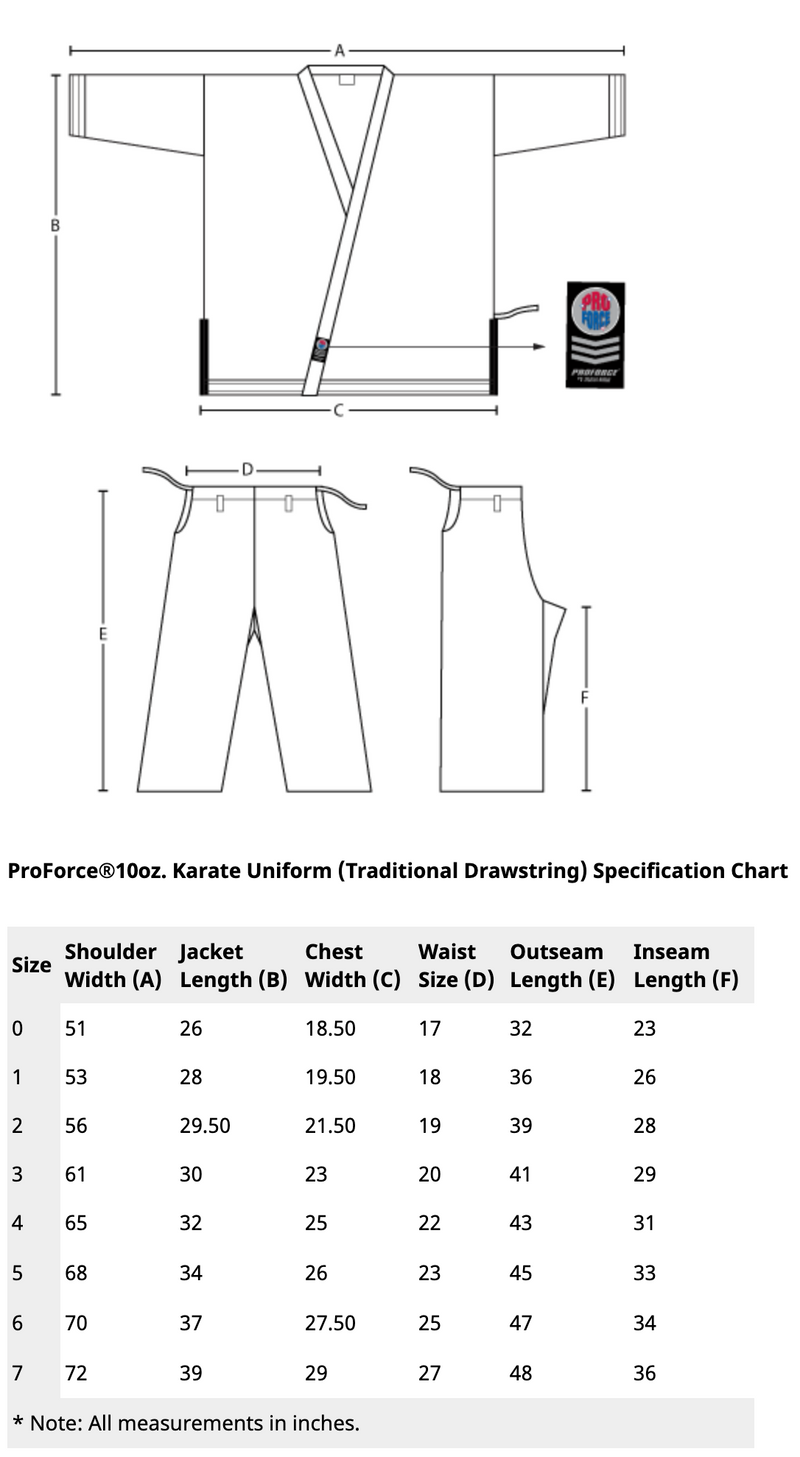 ProForce®10oz. Karate Uniform (Traditional Drawstring) - 100% Cotton