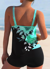 Sunflower Print Double Straps  Tankini Set