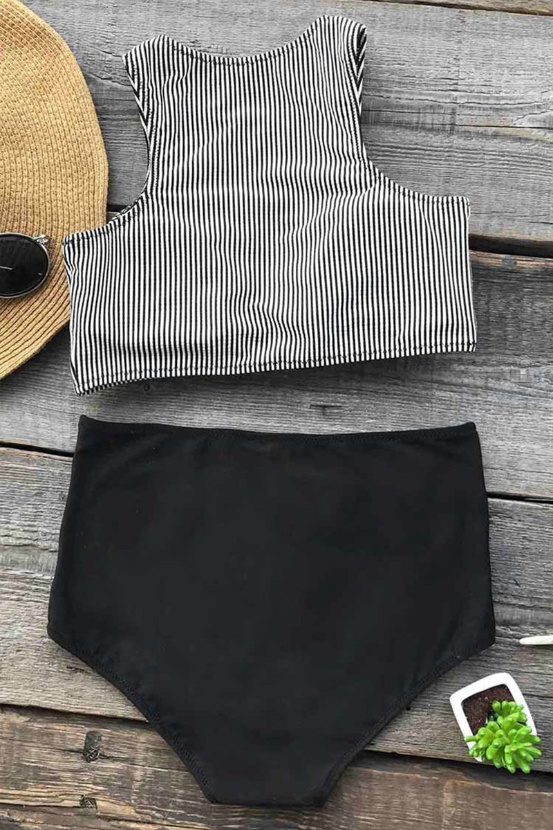 Striped Solid Color Vest Swimsuit Two-piece Suit
