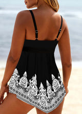 Tribal Print Lace Up White Swimdress and Panty