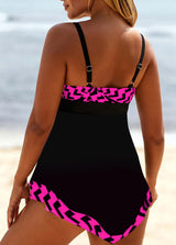 Geometric Print Lace Up White Swimdress Set