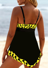Geometric Print Lace Up White Swimdress Set