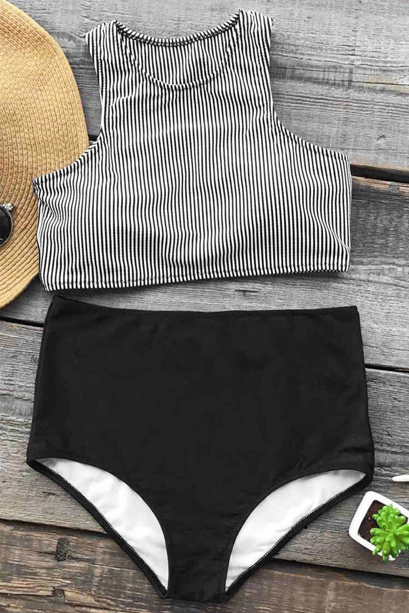 Striped Solid Color Vest Swimsuit Two-piece Suit
