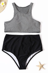 Striped Solid Color Vest Swimsuit Two-piece Suit