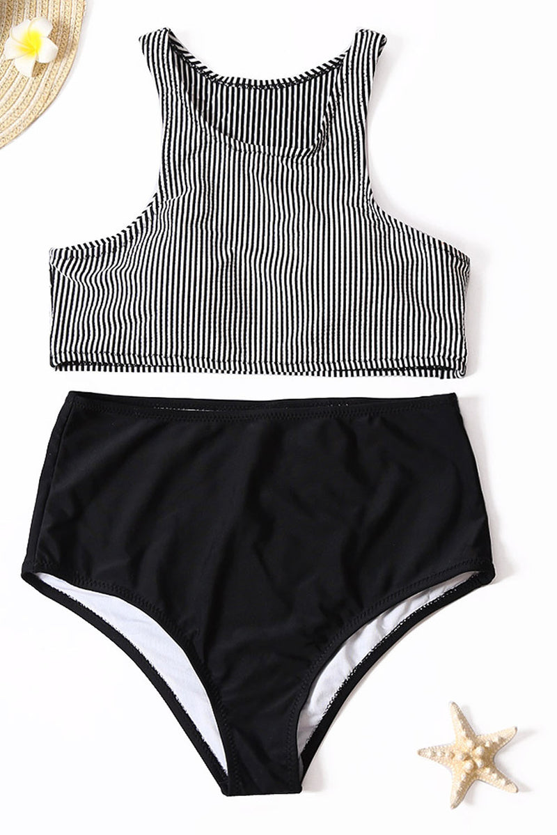 Striped Solid Color Vest Swimsuit Two-piece Suit
