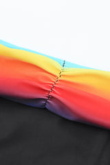 Multicolor Tie-dye Padded Gather Push-up Bikini Set