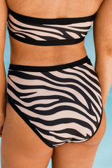 Zebra Print Sleeveless Halter Neck Bikini Swimwear