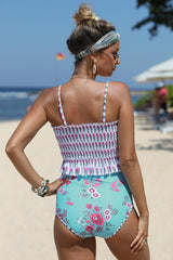 Rose High Waist Printed Smocked Bikini
