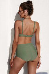 Green Twist Front High Waist Bikini