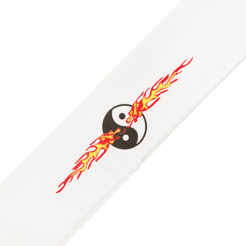 Tie-On Headband - White Yin Yang Flames