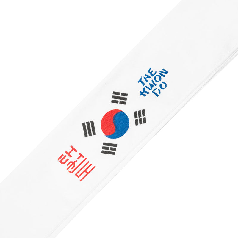 Tie-On Headband - White TKD Korea Flag