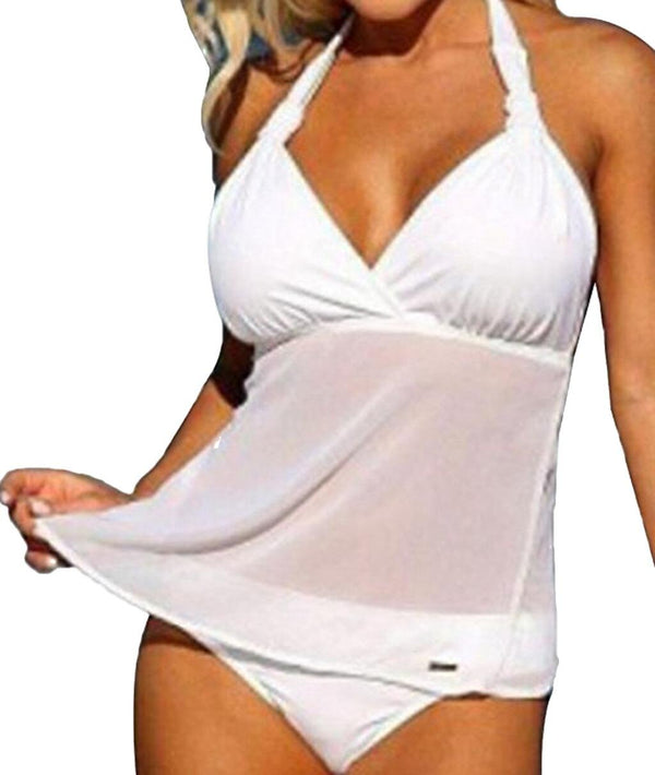 Plus Size Ladies Mesh Pattern plus-Sized Split plus-Sized Bikini Tankini