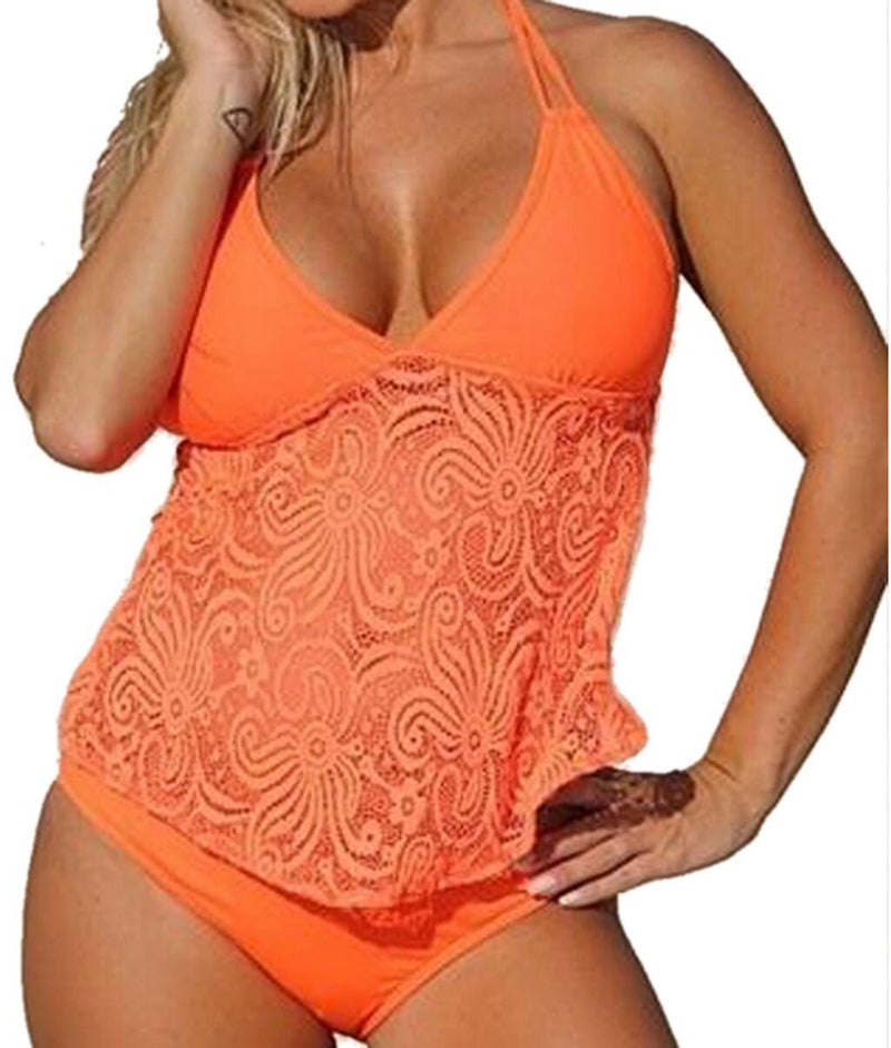 Plus Size Ladies Mesh Pattern plus-Sized Split plus-Sized Bikini Tankini