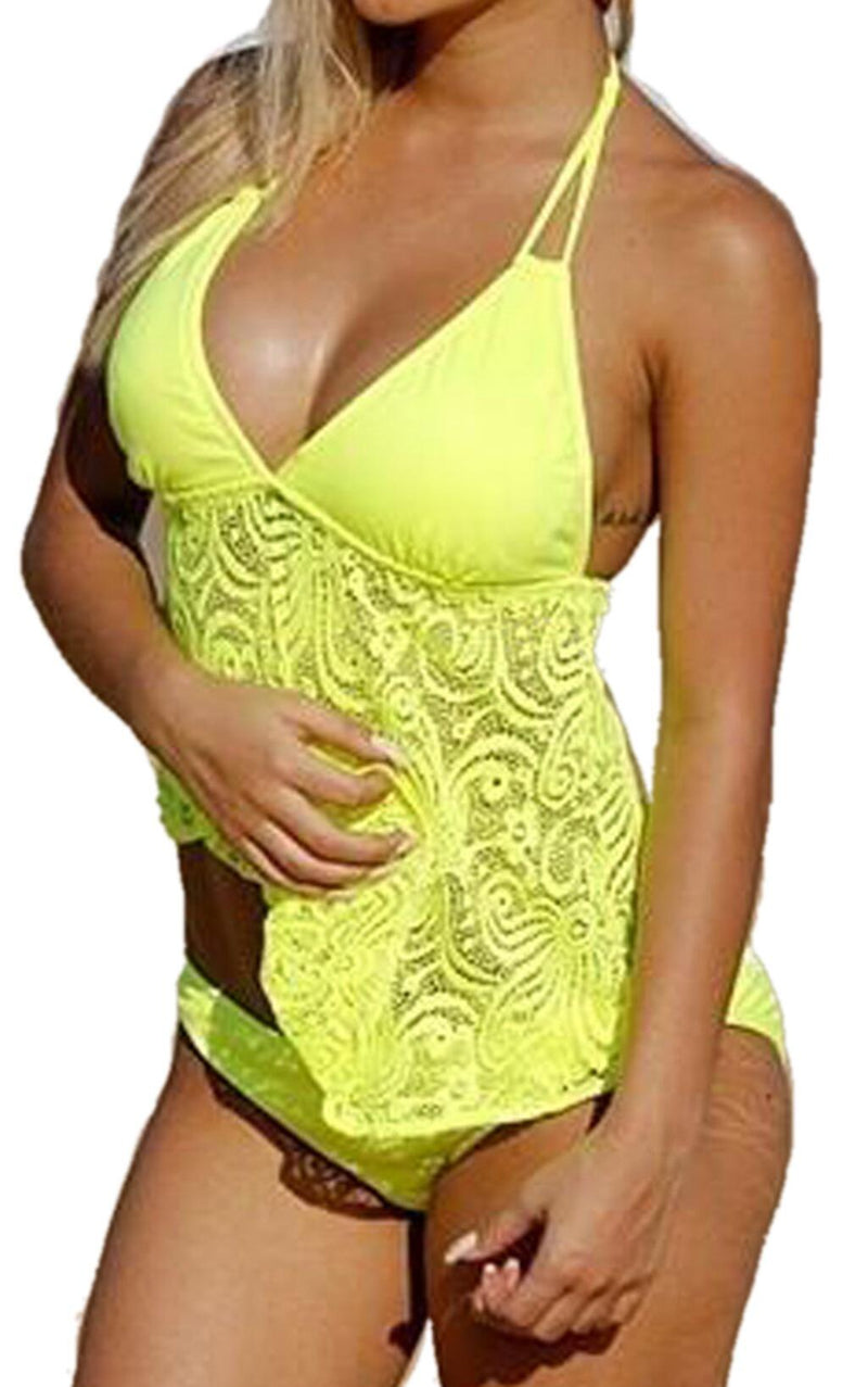 Plus Size Ladies Mesh Pattern plus-Sized Split plus-Sized Bikini Tankini