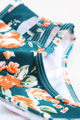 Green 2pcs Floral Print Hollow Out High Waisted Swimsuit