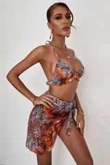 Leopard Ruffle Bikini with Sarong