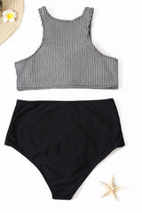 Striped Solid Color Vest Swimsuit Two-piece Suit