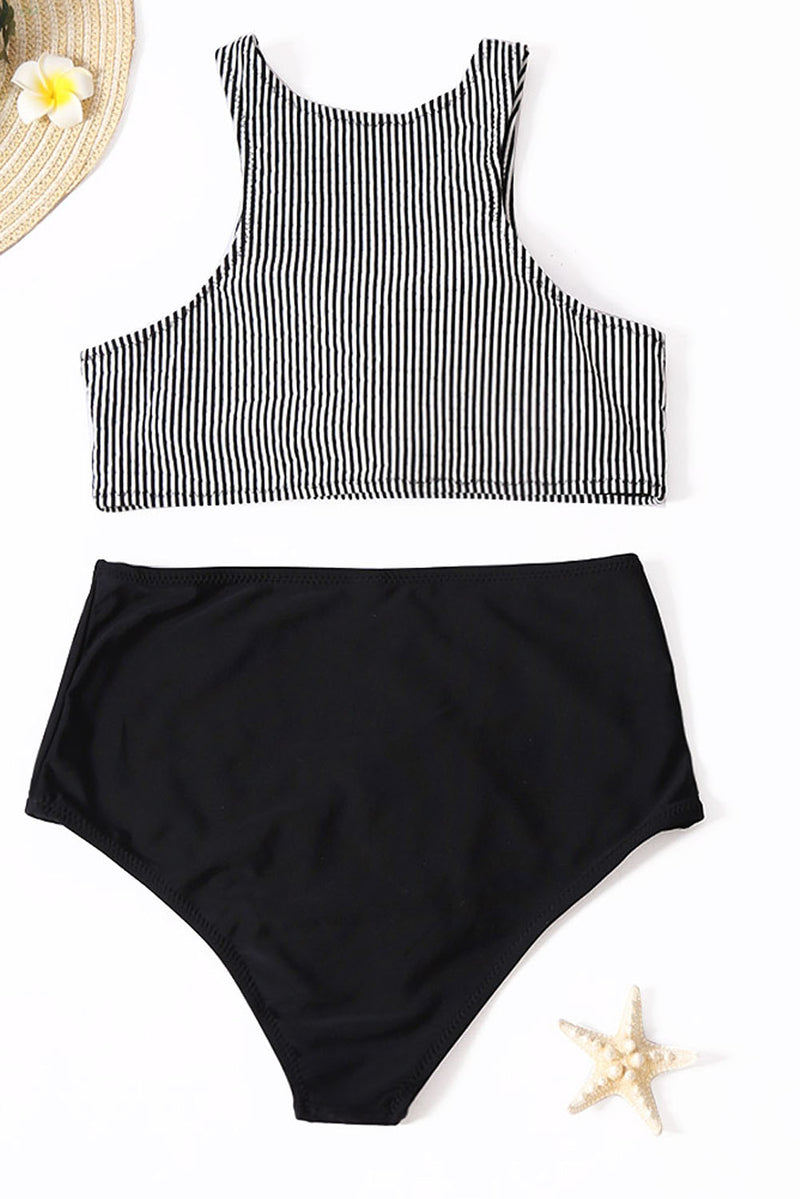 Striped Solid Color Vest Swimsuit Two-piece Suit