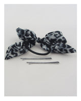Hair elastic w/animal print bow