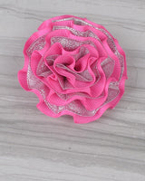 Ruffled Ribbon  Round Hair Clip