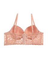 Ladies fashion floral lace overlayed long line bra