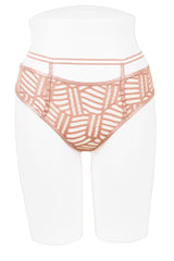 Ladies high waist jacquard mesh thong