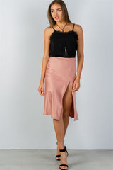 Ladies fashion side slit midi skirt